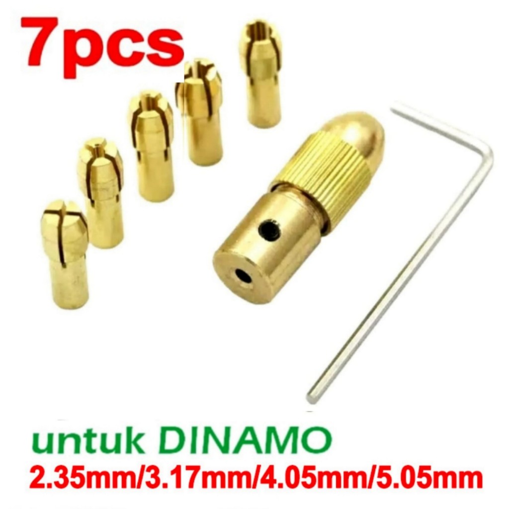 7Pcs Set Bor Mini Collet Chuck Drill Dinamo Keyless as 2mm 2.3mm 3.17mm 5mm 4mm - JPN
