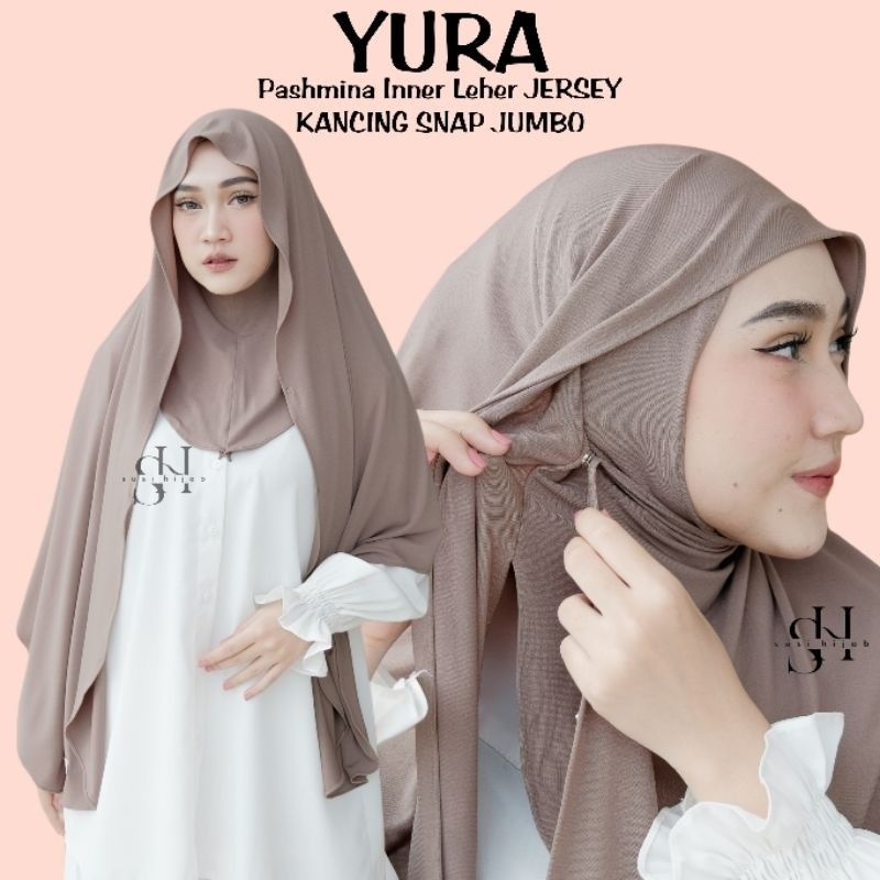 DIKASHOP YURA XL Pashmina Inner Leher JERSEY KANCING SNAP JUMBO  by Susi Hijab | Pashmina Inner | Pa