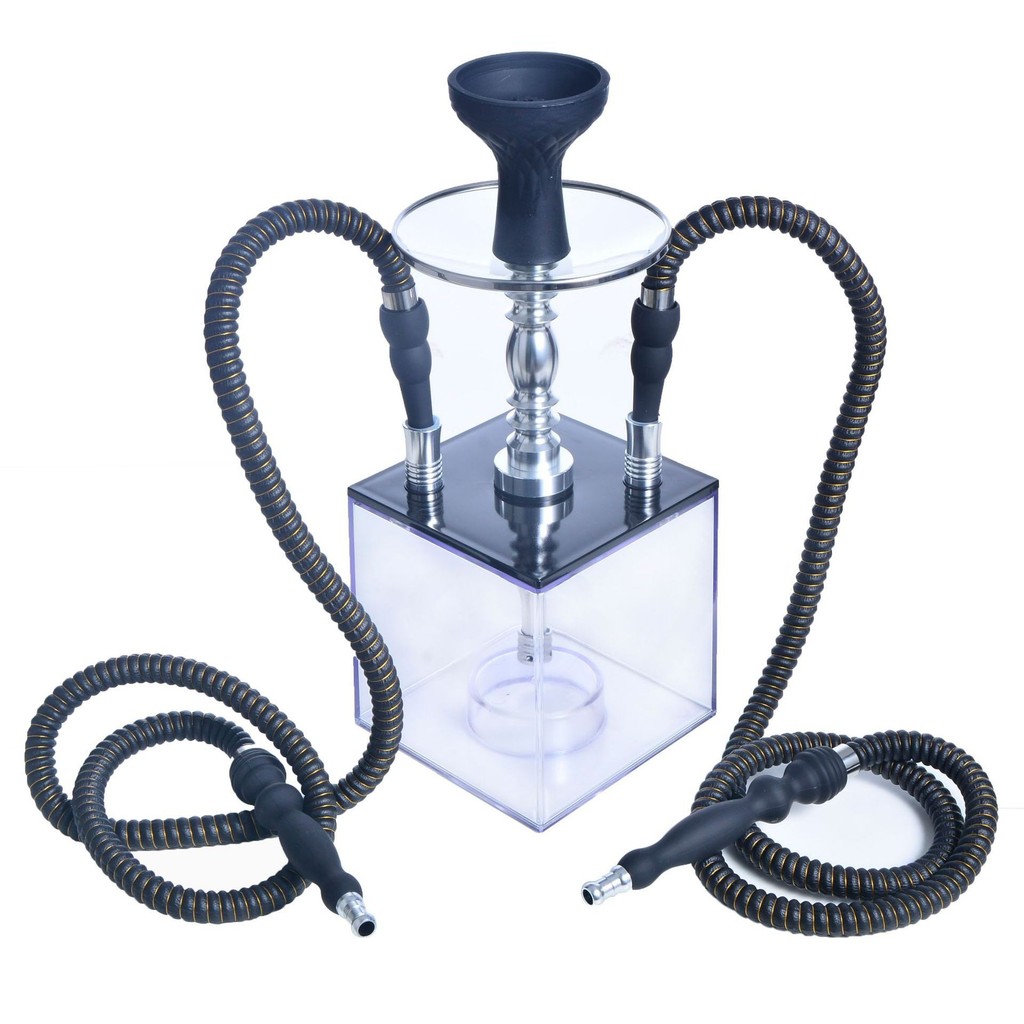 Acrylic Hookah Set with Led Light  Water Pipe Silicone Bowl&clip&pipe Double Hose Nargile Chicha Tra
