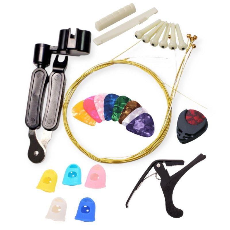 Alat Gitar Lengkap-Senar Gitar+ Capo Gitar GRATIS 3 Pick Gitar+Holder LEBIH MURAH