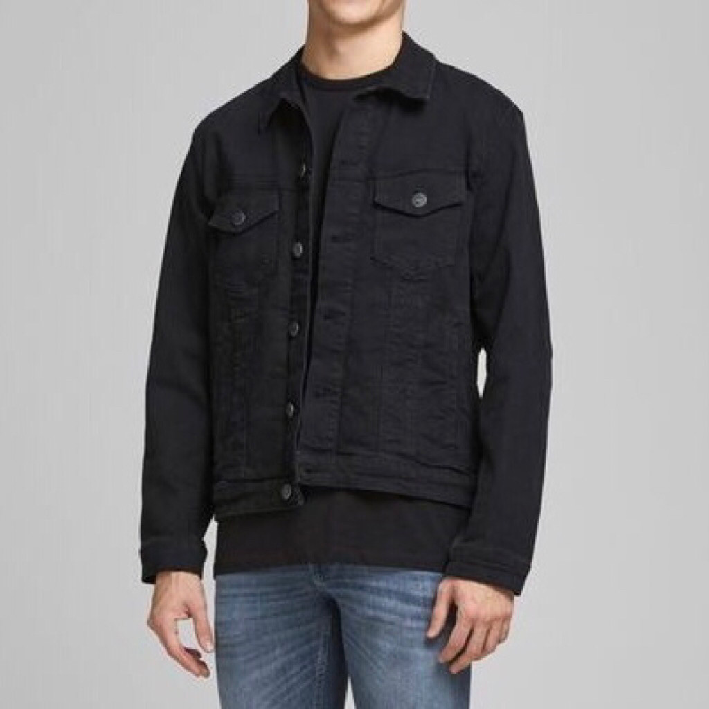 Jaket Jeans Hitam Pria Wanita Best Seller Sandwash Dilan Grosir Murah Original