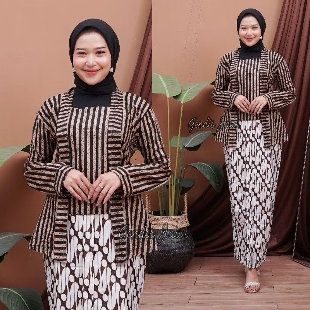 [ DISKON ] Atasan Kebaya Kutubaru Motif Lurik Size Jumbo FvR