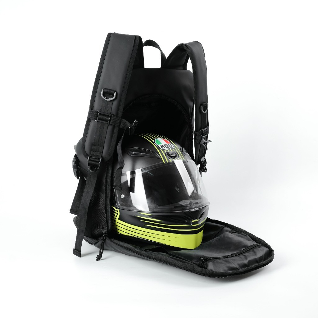 BRUSTYX  RCKLS LTD. Tas Helm Full Face / Half Face | Tas Ransel Motor Triton Black Waterproof Backpa