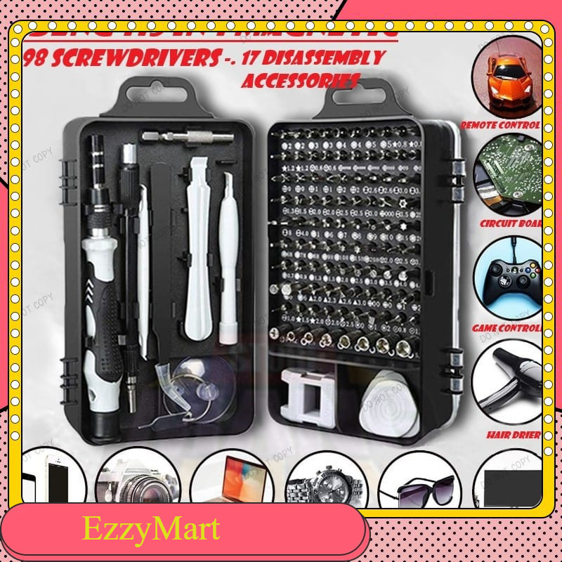 EzzyMart - F3 Obeng 115 in 1 Hp full set Obeng Service Komputer Laptop Hp Service Obeng 115 in 1