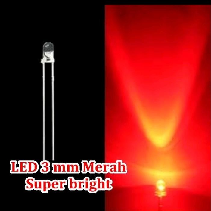 Led 3mm Merah putih nyala Merah Led 3mm Lampu LED 3mm Warna putih nyala Merah LED 3mm bright clear n
