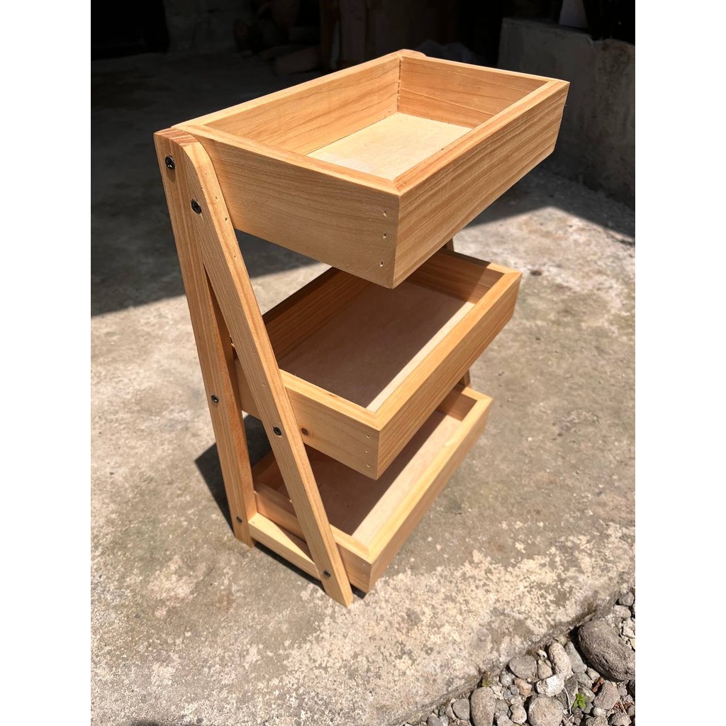 Rak Bawang Susun KAYU JATI Gratis Stiker Tempat Telur Bumbu Dapur Unik Aesthetic Kualitas Premium