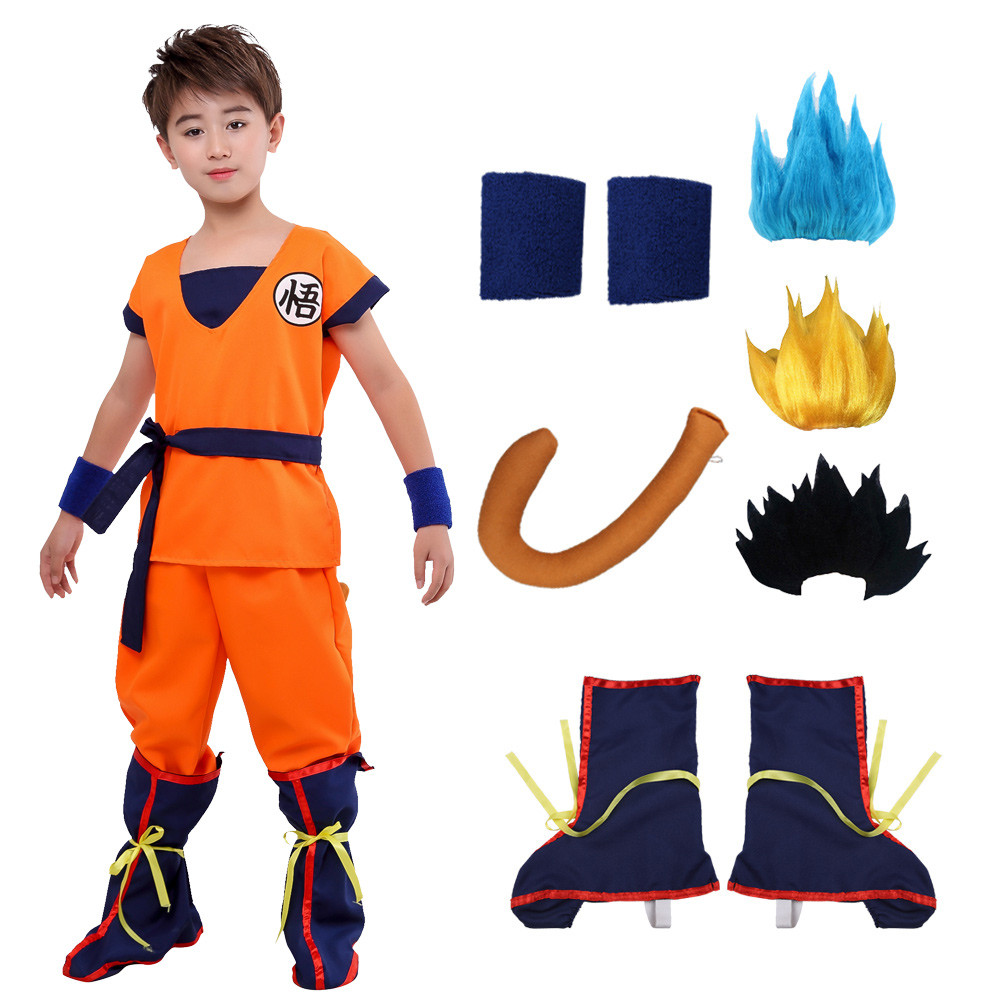 Adult Kids Son Goku Gui Carnival Cosplay Anime Costumes Halloween parties and Holiday Inclung Tail  