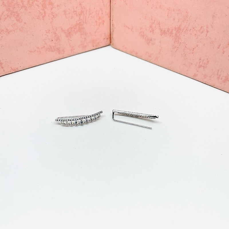 Anting slip panjang Emas asli kadar 375/8k Emas putih
