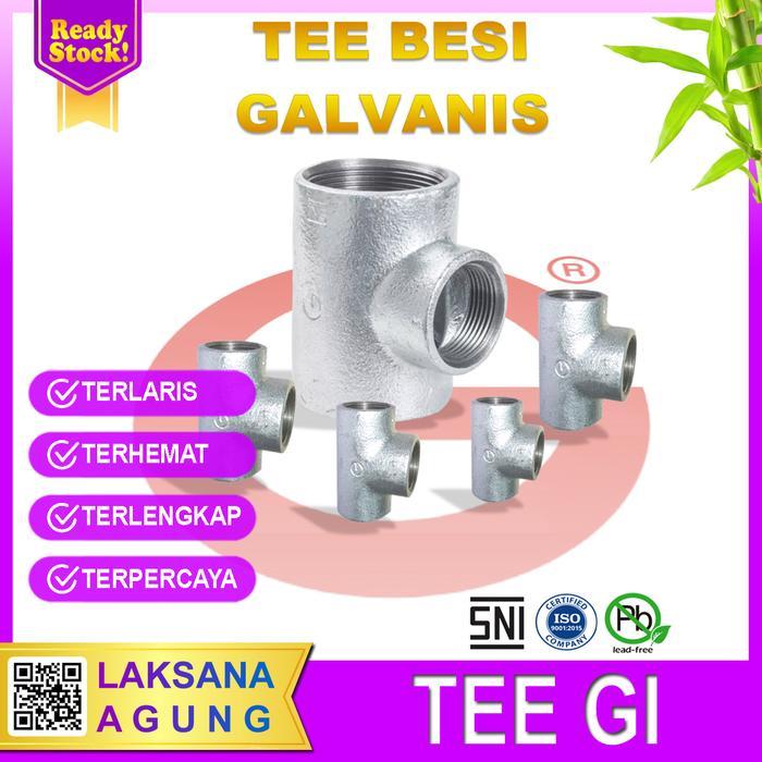 Tee drat dalam 3/4 inch Besi | Tee drat pipa besi galvanis