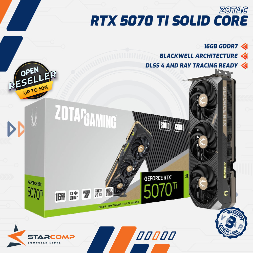 ZOTAC GeForce RTX 5070 TI SOLID CORE OC 16GB GDDR7 VGA RTX 5070TI