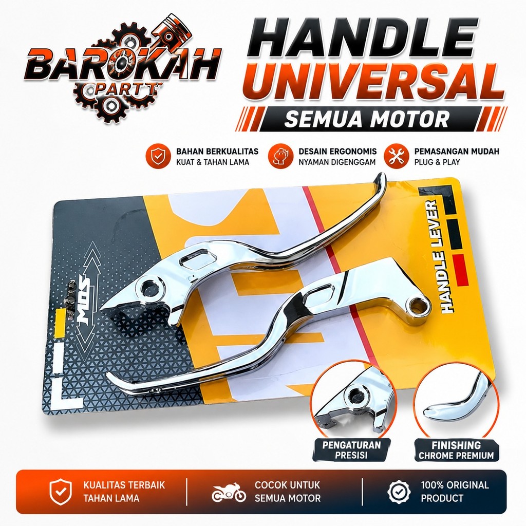 Handle Rem Kopling Chrome Universal Set Kanan Kiri PNP RCB Brembo Tiger MegaPro Verza Beat Vario