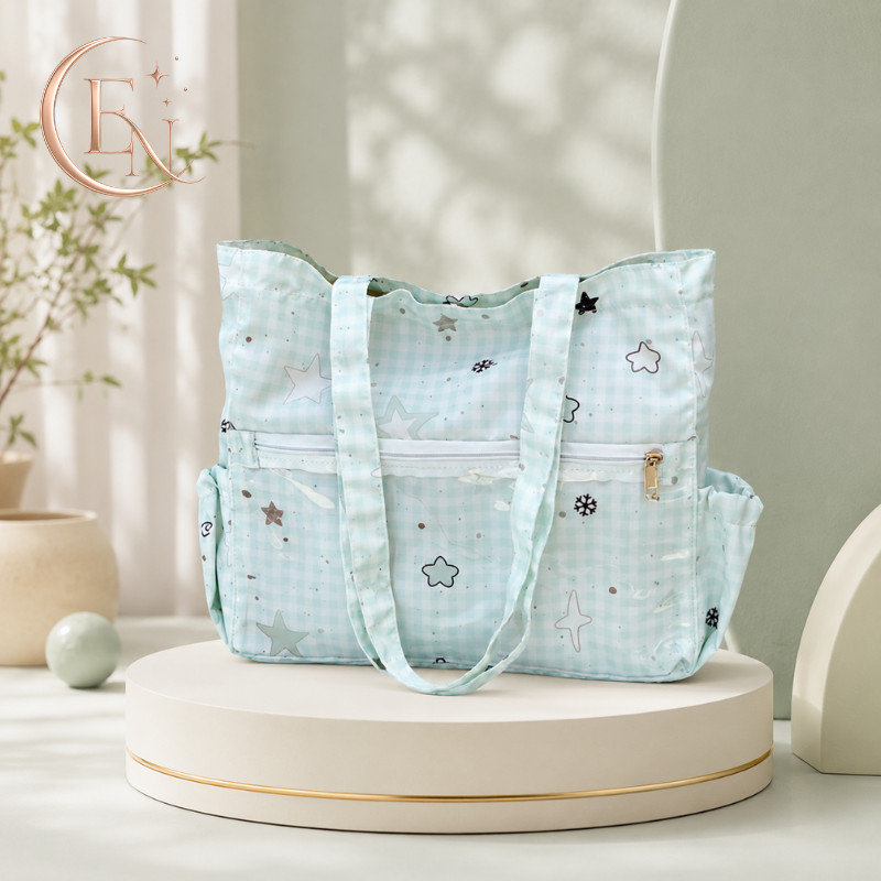 Tas Bahu & Tas Selempang Kanvas Warna Hijau Mint Gaya Jepang Tote Kapasitas Besar Lucu