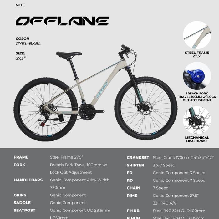 SEPEDA GUNUNG MTB 27.5 INCH GENIO M703 / M702 10 SPEED FRAME ALLOY / MTB 20 26 27.5 INCH GENIO OFFLA