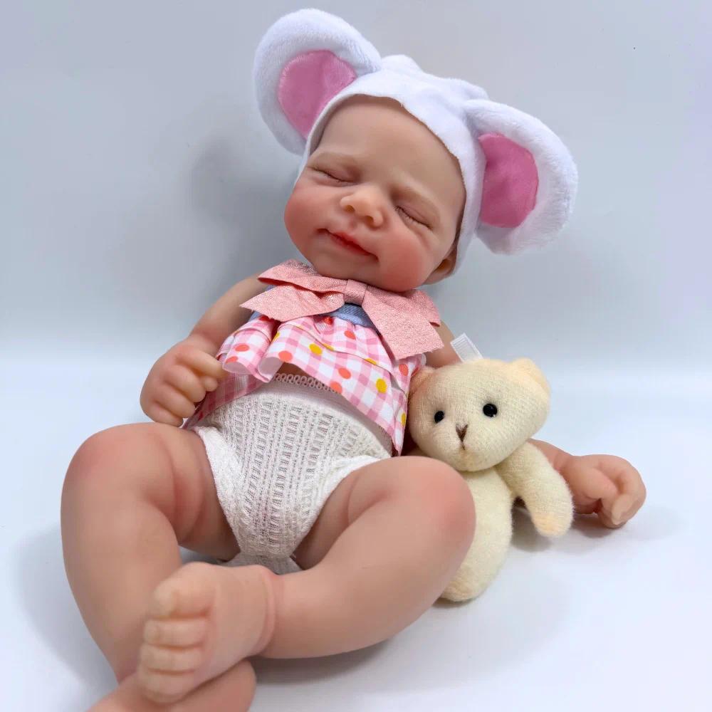13 In Silicone Reborn Baby Doll Pascale Girl Doll Soft Squishy Elastic Solid Silicone Washable Doll 