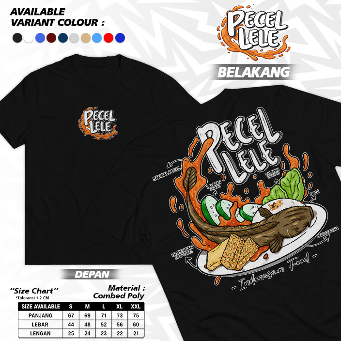 Hang.co -  Kaos Distro Indonesia Local Food Series SAMBEL PECEL LELE LALAPAN - Tshirt Culture Baju D