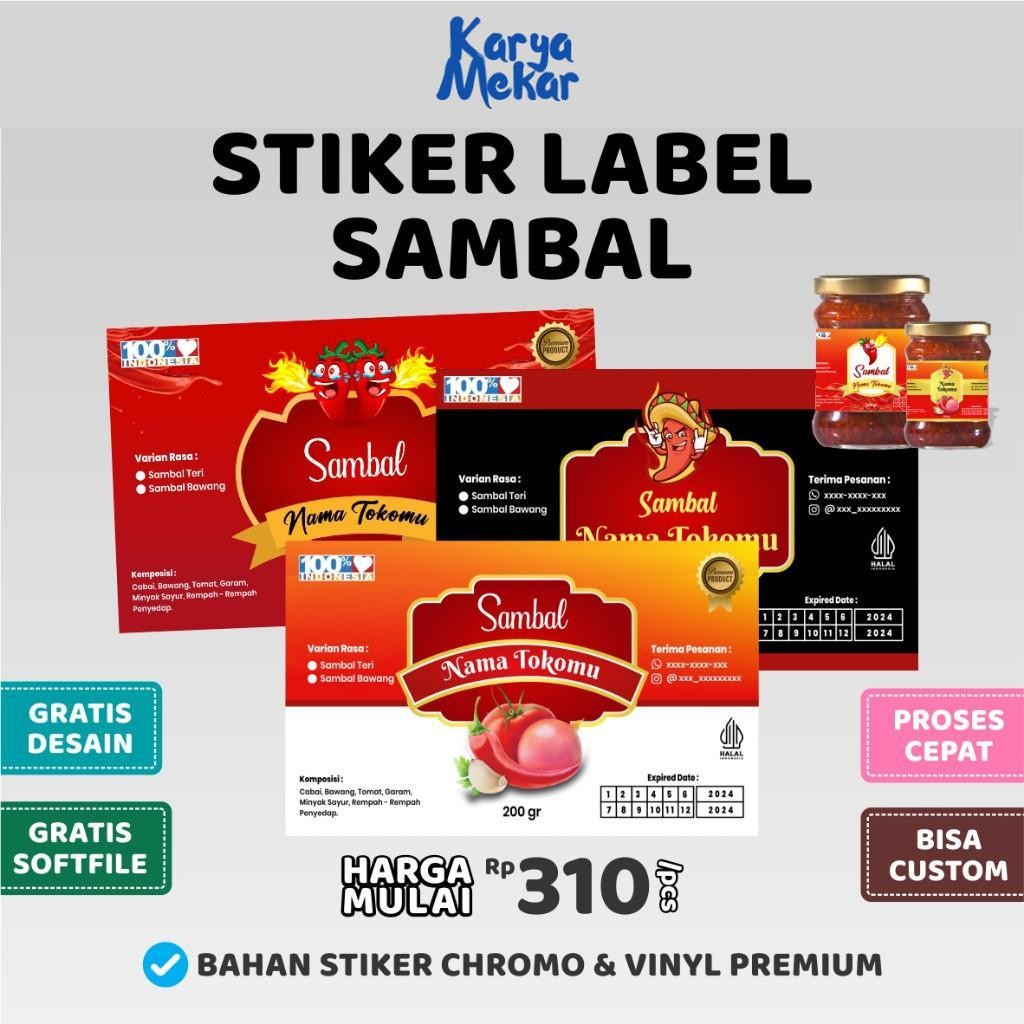 

[ISI 45pcs] Cetak Stiker Sambal Label Toples Custom