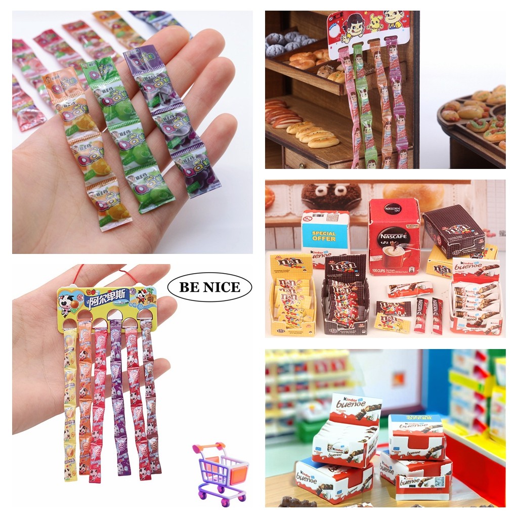 Dollhouse miniature Grocery Store Scene Decoration Mini Supermarket Fruit Fudge Chocolate Lollipop D