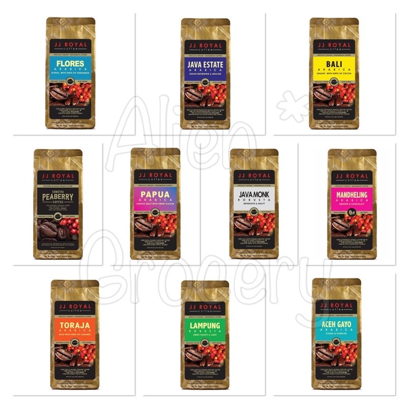 

JAMIN MURAH !!!JJ Royal Kopi Bubuk Ground Coffee Mandheling Papua Aceh Gayo Toraja Lampung Java Monk Arabica Robusta 200gr(BISA LANGSUNG ORDER)