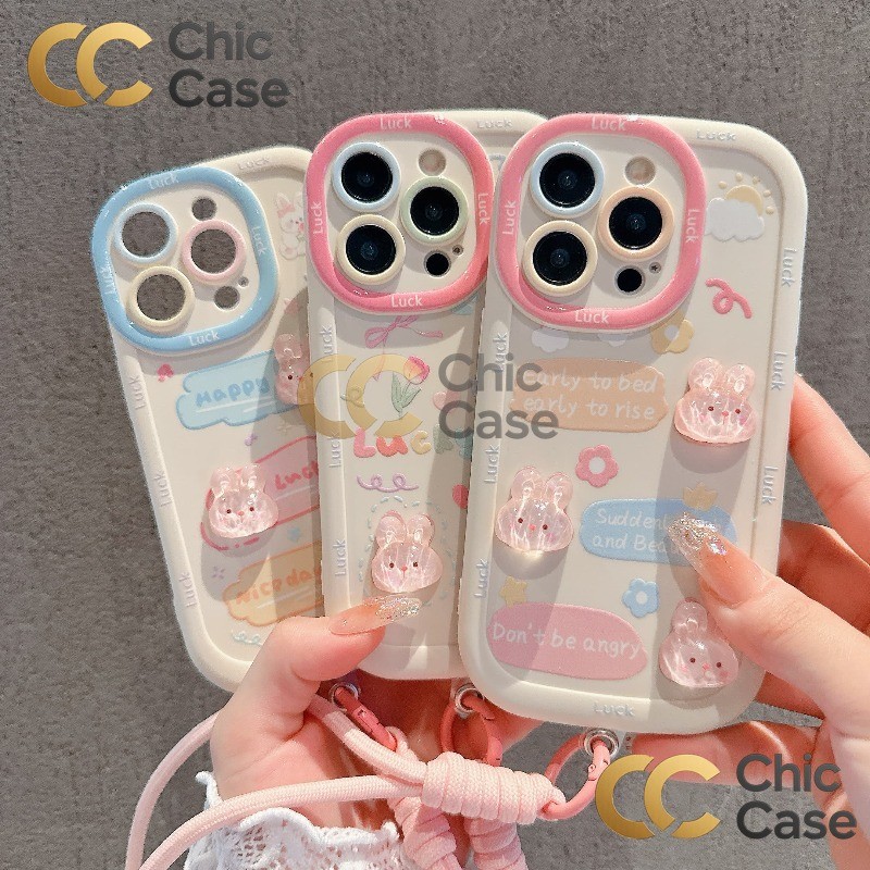 Case HP dengan Tiga Boneka Kelinci Untuk iPhone 16 15 14 13 12 11 X XR XS PRO MAX Case Lunak Anti Ja