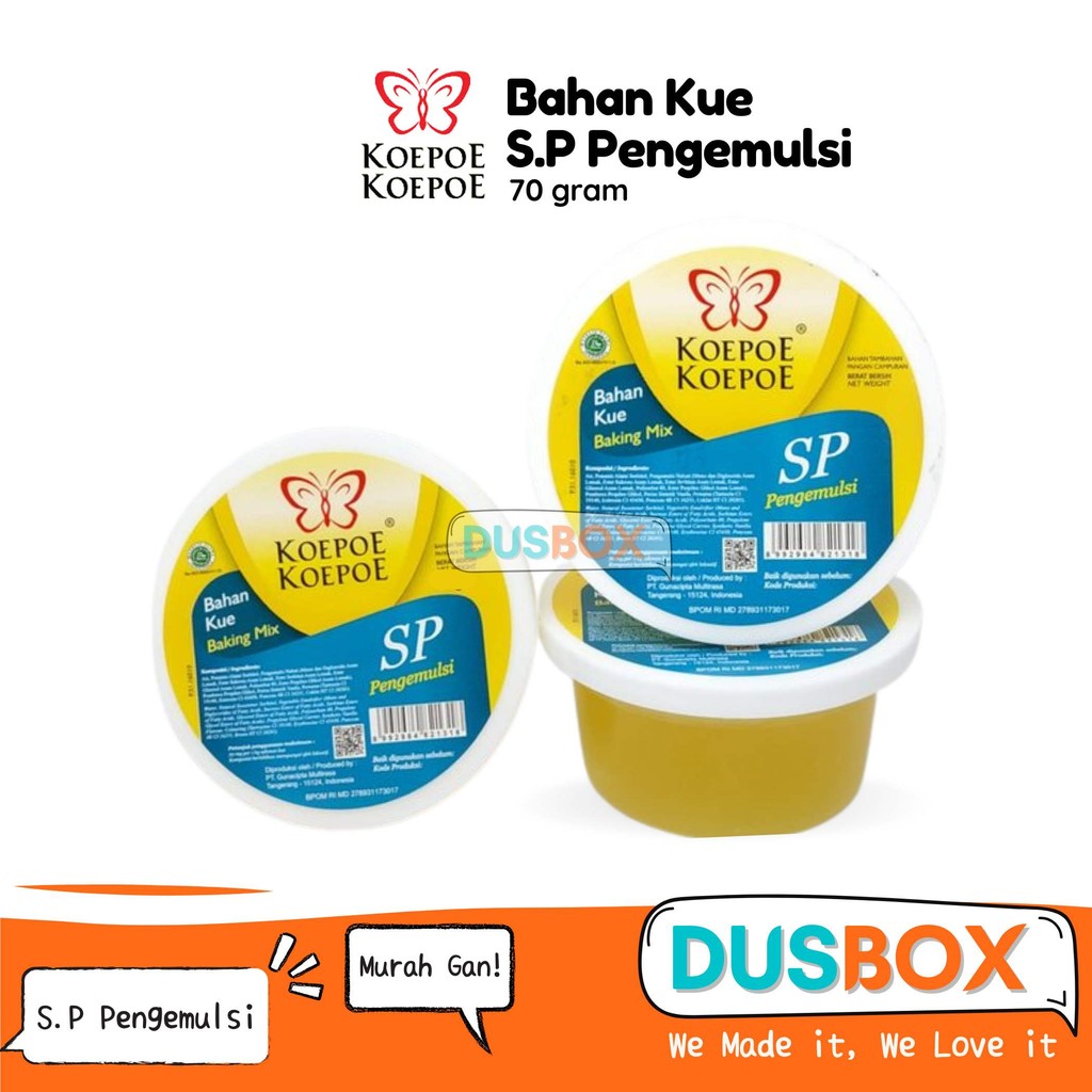

SP PENGEMULSI KOEPOE KOEPOE 70g / SP EMULSIFIER PELEMBUT KUE / SP KUPU KUPU