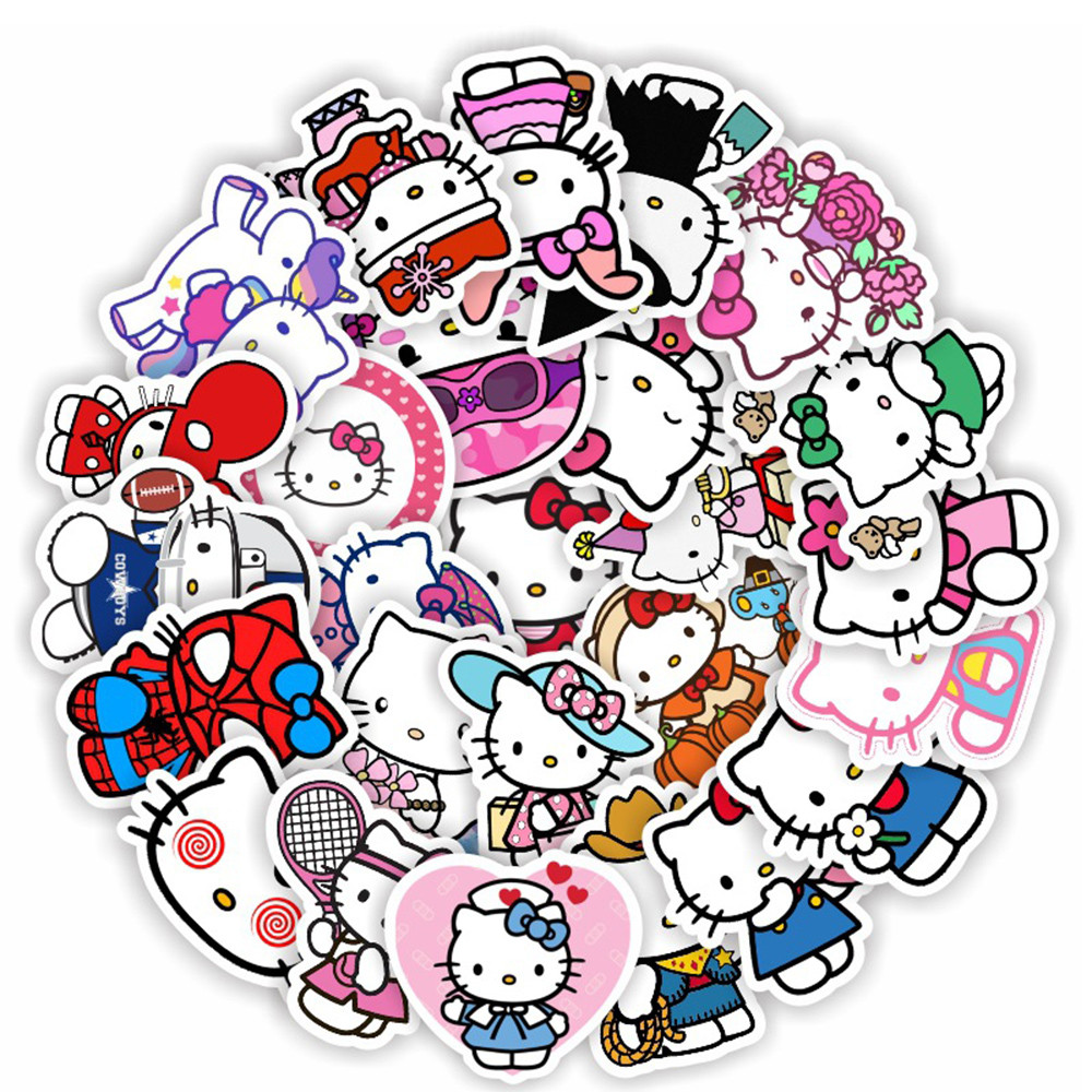 

10/30/50PCS Hello Kitty Cute Anime Stickers Graffiti Decals DIY Phone Fridge Laptop Sticker Decoration Classic Toys