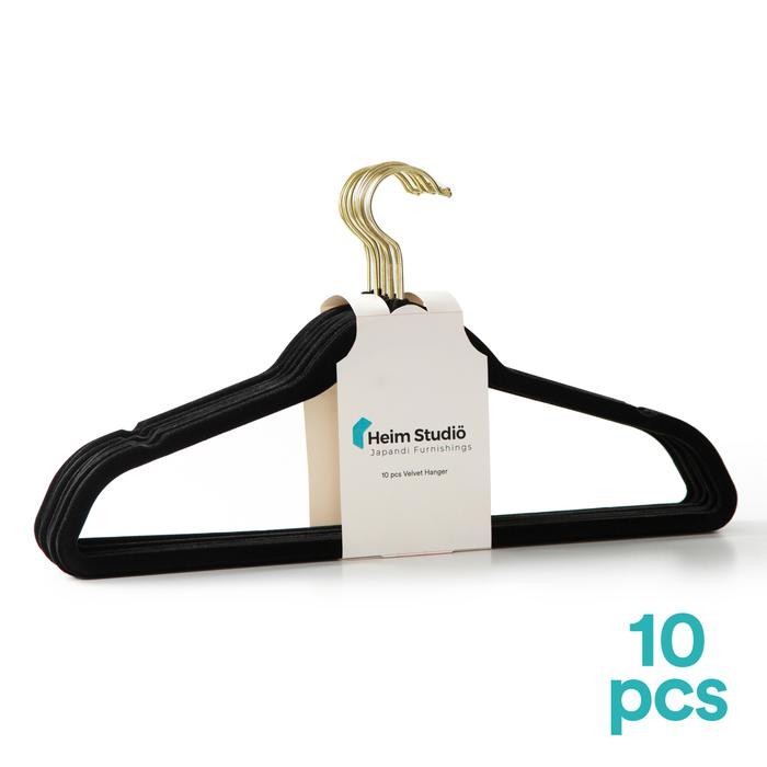 

Dekoruma Maro Velvet Hanger Baju Set 10 pcs | Gantungan Baju - Black - Gold