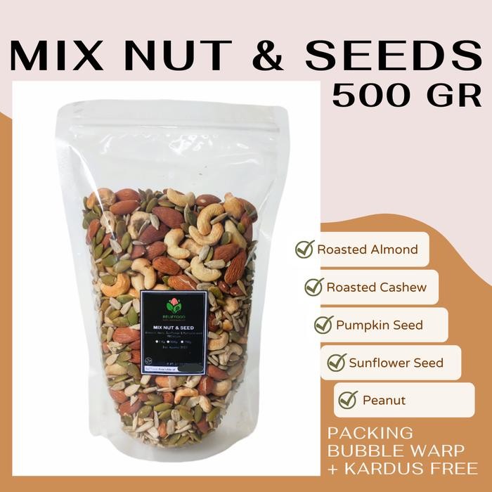 

PROMO! MIX NUT & SEEDS 500 GRAM PREMIUM 5 VARIAN - ALMOND METE MEDE BIJI BUNGA MATAHARI PUMPKIN Food Cemilan Snack