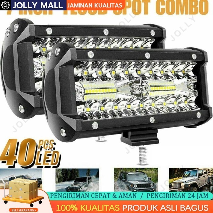 7 Inch Sorot LED Spot Lightbar Mobil Truck ATV SUV 4WD 24V 120W 36LED Bar Light 3 Rows Work Light Co
