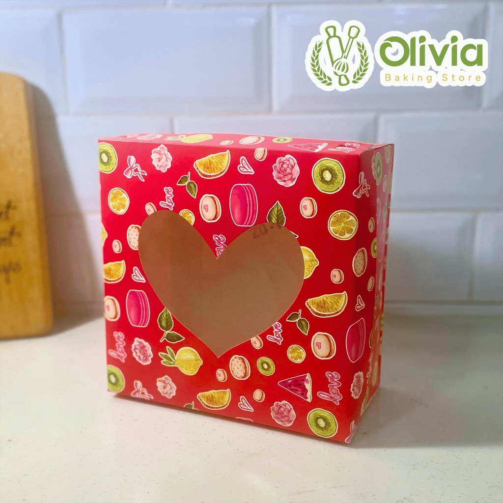 

Kotak Kue Donat Brownies Motif Hati Buah 20 Cm – Box Snack Roti Packaging Hampers Love Window