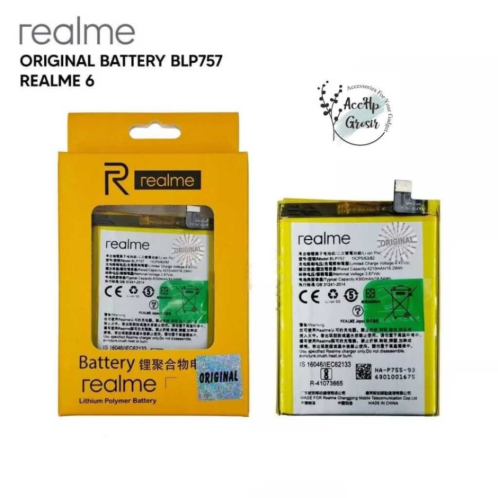 Baterai Realme 6 / Realme 6 Pro Narzo BLP 757 BLP757 Batrai Battery Batu Batre Oryginal