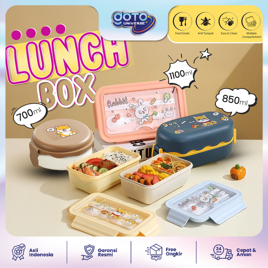 Goto Hachi Lunch Box Bento Tempat Bekal Makan Anak Lucu Anti Tumpah