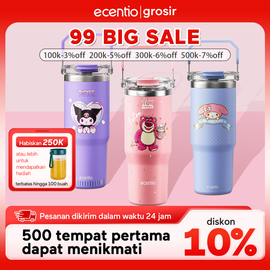 NASPROTOPB [grosir] ecentio tumbler aesthetic stainless 900ml termos air panas premium botol minum a