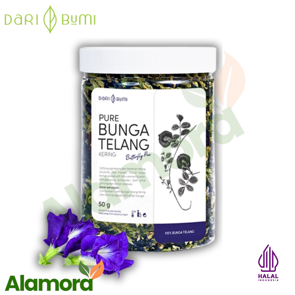 

Dari Bumi Teh Bunga Telang Kering 50 Gr Butterfly Pea Teh Herbal