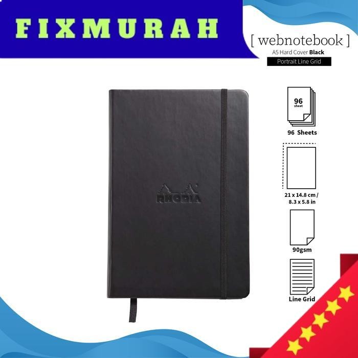 

Buku Catatan Rhodia A5 Portrait Hardcover Webnotebook - LINED BLACK