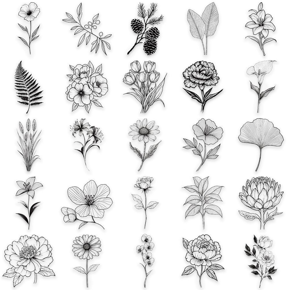 

50pcs Vintage Black & White Sticker Book DIY Diary INS Album Scrapbooking Retro Flower Paper Decorative Stickers 25081401