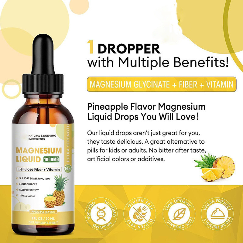 MAGNESIUM LIQUID 1000MG Suplemen Cair Magnesium Glycinate + Fiber + Vitamin B6 C D Zinc Rasa Nanas 3