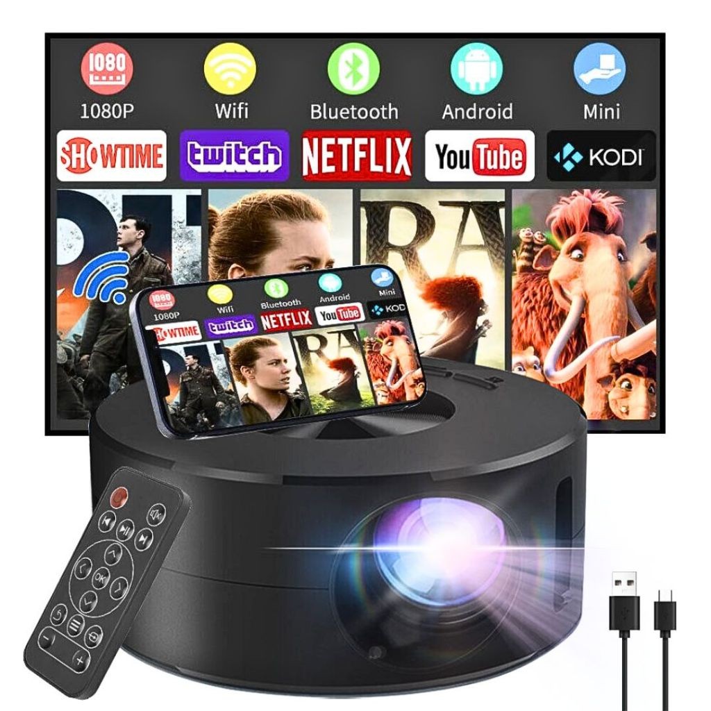 Luxuglow Proyektor Hp android ke dinding Mini Portable LCD Full HD 1080P Built-in Speaker - YT200