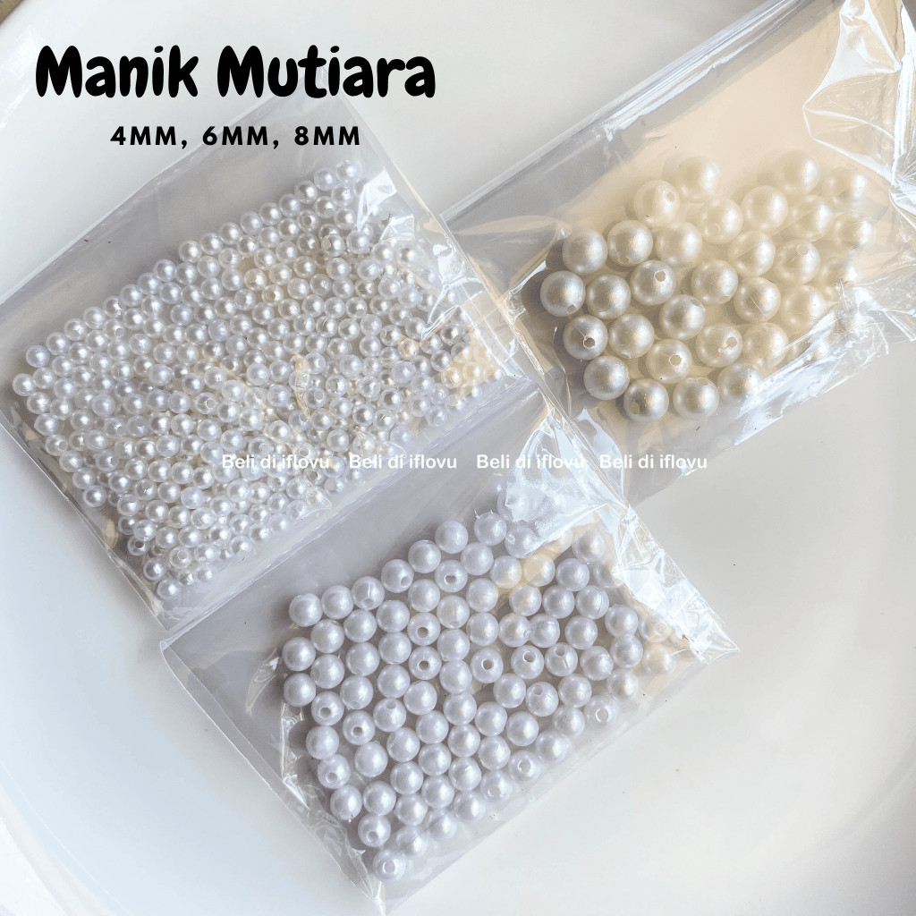 Termurah Manik Manik Mutiara Putih kecil 4mm 6mm 8mm | Manik Manik Aesthetic