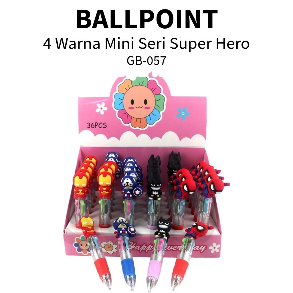 ❤️️1pcs Pulpen 4 Warna Mini Karakter / Pulpen Cetek 4 Warna❤️️