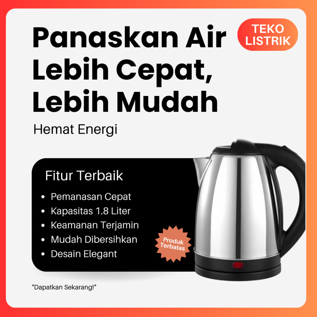 Teko Listrik 1.8L Pemanas Air Wattle Kettle Teko pemanas Air/ Teko Listrik/ Pemanas AirMurah