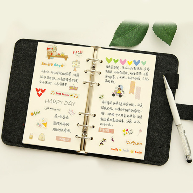 

A5 A6 No inner pages Felt Shell Fabric Notebook Loose Leaf Notebook Inner Page Ring Binder Stationery Gift Student Supplies