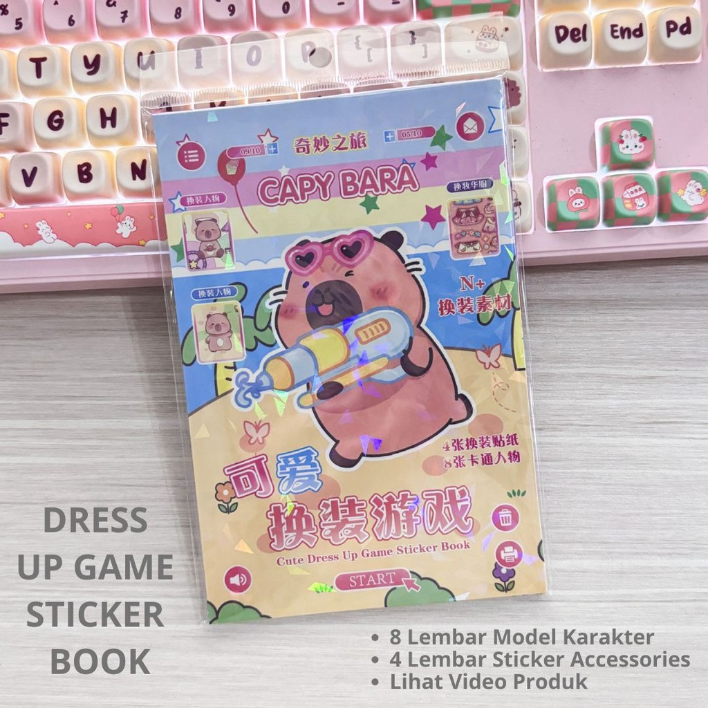 

Buku Permainan Stiker DIY Dress Up Game Capybara Labubu Kuromi Kreatifitas Anak Edukasi Mode Lucu