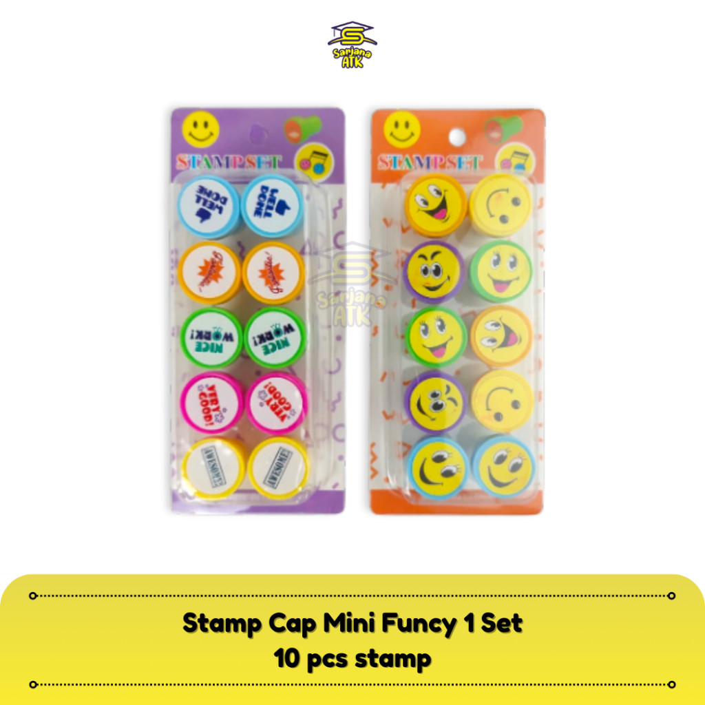 

(10 pcs) Mainan Stempel Anak Karakter Funcy / Stamp Cap Mini Character Funcy 1 Set