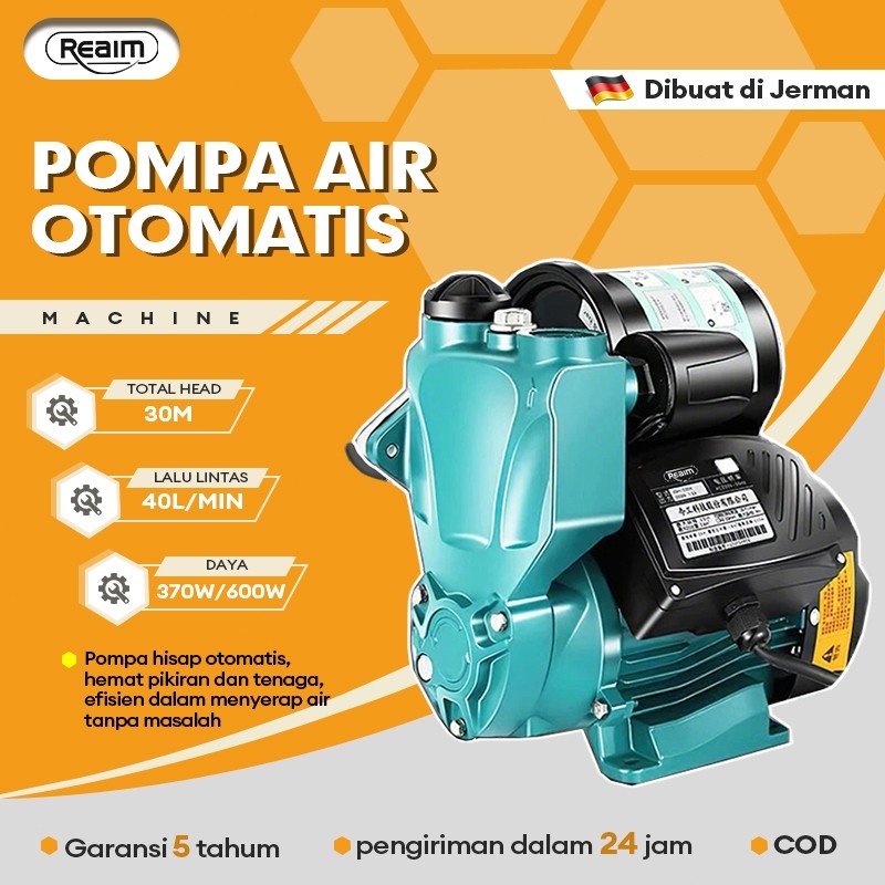 TERLARISReaim 35m pompa air shimizu 40L/min 370W/600W umah Tangga Elektrik Booster Pump