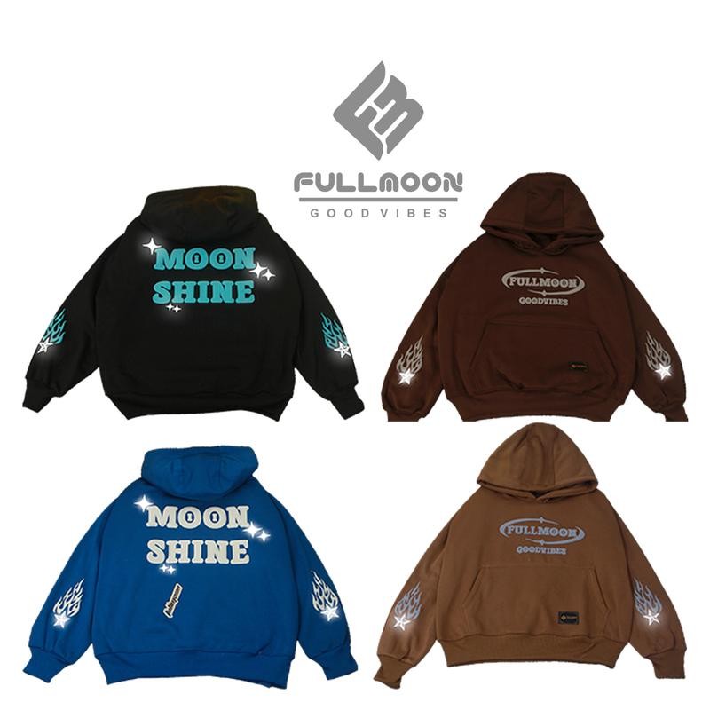 Hoodie Motif Moon Shine Full Moon Menyala Reflective Jaket Hoodie Fleece Sweatshirt Unisex By Copy.c