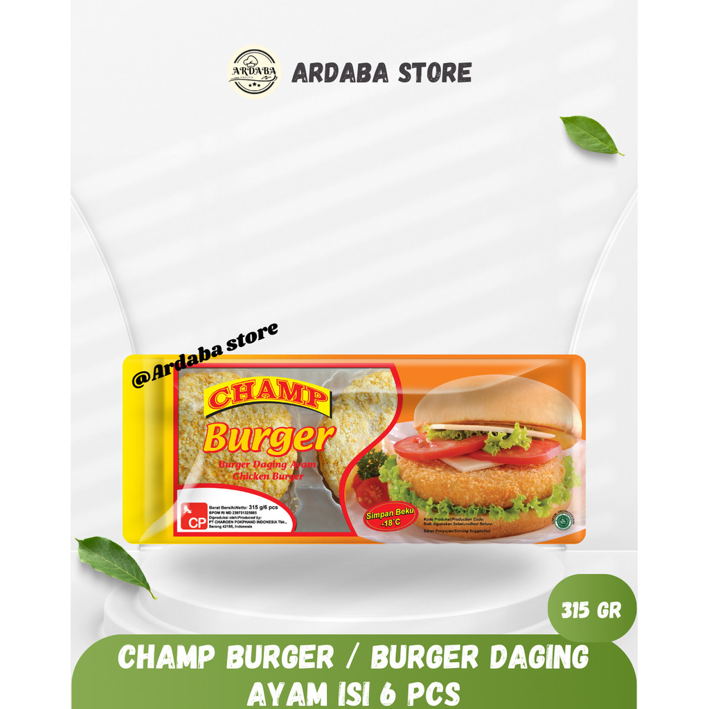 

Champ Burger / Burger Daging Ayam 315 Gram Isi 6 Pcs - ARDABA STORE
