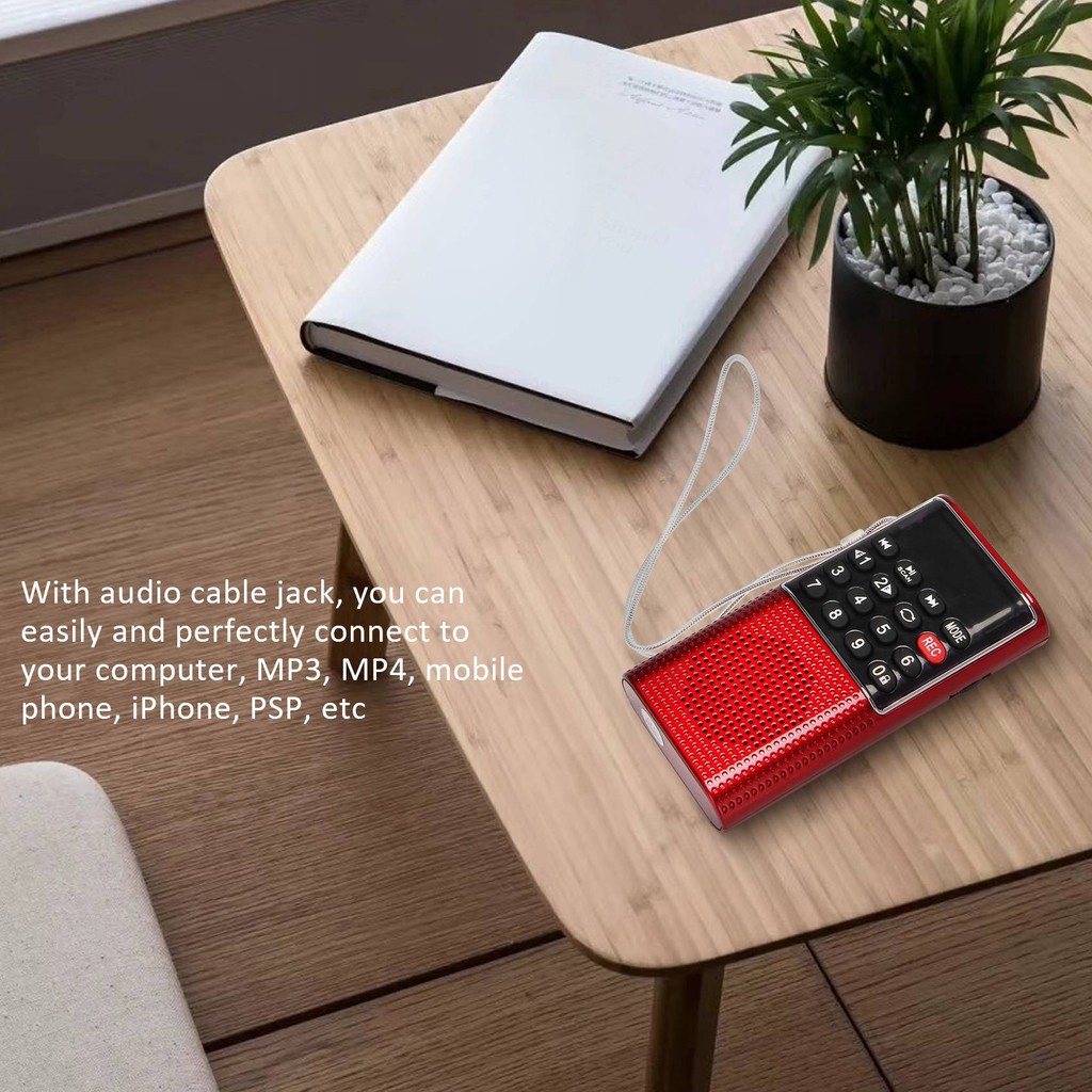 L-328 Mini Portable Pocket FM Auto Scan Radio Music Audio MP3 Player Outdoor Small Speaker With Voic