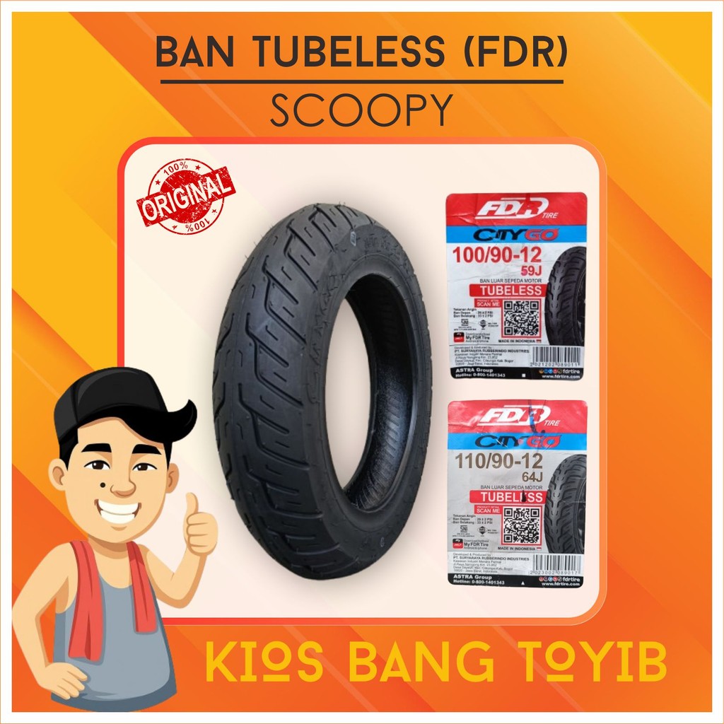 FDR Ban Depan Belakang SCOOPY Tubeless Ring 12 Depan 100/90-12 Belakang 110/90-12 CITYGO (Original)