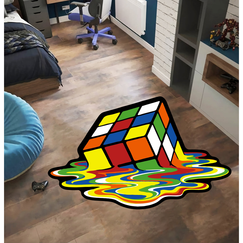 Rubic Cube Rug Ghost Cube Rug Cube Shaped Rug Young Room Rug Gift for Boyfriend Gift for Him Custom 