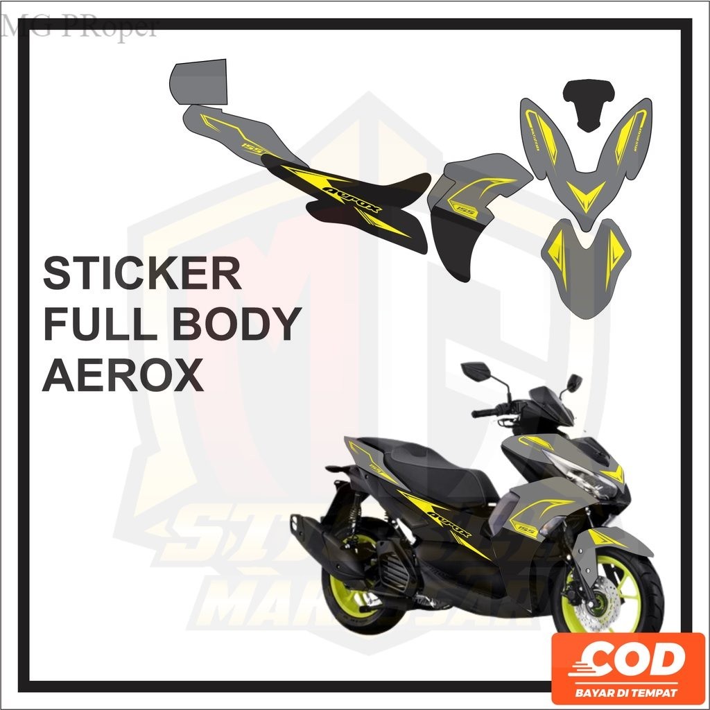 Stiker Striping Decal Aerox 155 Full Body Connected Abu Kuning Fullbody